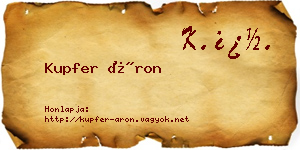 Kupfer Áron névjegykártya